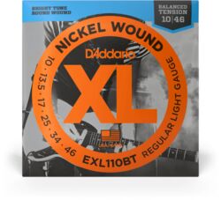Cuerdas guitarra eléctrica D'addario EXL110BT Nickel Wound, Balanced Tension Regular Light, 10-46 - Juego de cuerdas