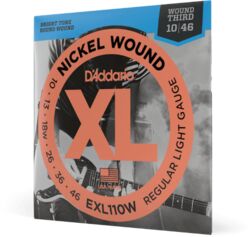 Cuerdas guitarra eléctrica D'addario EXL110W Nickel Wound Regular Light Wound 3rd 10-46 - Juego de cuerdas