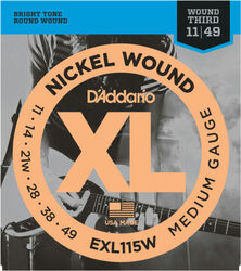 Cuerdas guitarra eléctrica D'addario EXL115W Nickel Wound Medium 11-49 - Juego de cuerdas