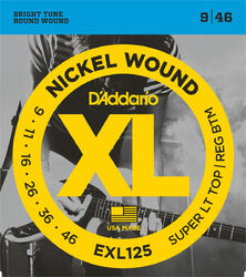 Cuerdas guitarra eléctrica D'addario EXL125 Nickel Round Wound 9-46 - Juego de cuerdas