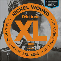 Cuerdas guitarra eléctrica D'addario EXL140-8 Nickel Round Wound 8-String, LTHB, 10-74 - Juego de 8 cuerdas