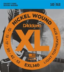 Cuerdas guitarra eléctrica D'addario EXL140 Light Top Heavy 10-52 - Juego de cuerdas