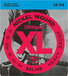 Cuerdas guitarra eléctrica D'addario EXL145 Nickel Round Wound, Heavy, 12-54 - Juego de cuerdas