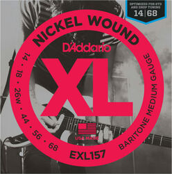 Cuerdas guitarra eléctrica D'addario EXL157 Nickel Round Wound, Baritone Medium, 14-68 - Juego de cuerdas