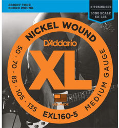 EXL160-5 Electric Bass 5-String Set Nickel Round Wound Long Scale 50-135