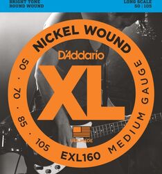 Cuerdas para bajo eléctrico D'addario EXL160 Nickel Wound Electric Bass 50-105 - Juego de 4 cuerdas
