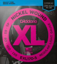 Cuerdas para bajo eléctrico D'addario EXL170-5 Electric Bass 5-String Set Nickel Round Wound Long Scale 45-130 - Juego de 5 cuerdas