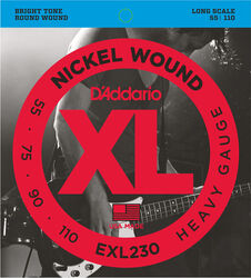 Cuerdas para bajo eléctrico D'addario EXL230 Nickel Wound Electric Bass 55-110 - Juego de 4 cuerdas