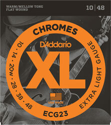 Cuerdas guitarra eléctrica D'addario ECG23 XL Chromes Flat Wound Extra Light - .010.048 - Juego de cuerdas