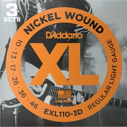 Cuerdas guitarra eléctrica D'addario EXL110 3D Regular Light 10-46 - Juego de cuerdas