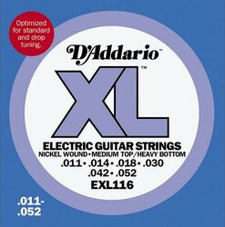 Cuerdas guitarra eléctrica D'addario EXL116 Nickel Wound Med Top/Heavy Btm 011-052 - Juego de cuerdas