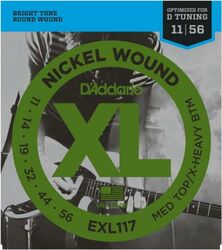 Cuerdas guitarra eléctrica D'addario EXL 117 Nickel Wound Medium/Heavy Bottom 11-56 - Juego de cuerdas