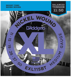 Cuerdas guitarra eléctrica D'addario EXL115BT Nickel Wound Medium 11-50 - Juego de cuerdas