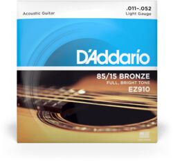 Cuerdas guitarra acústica D'addario GUIT. FOLK 6C 85.15 AMERICAN BRONZE 011.052 EZ910 - Juego de cuerdas