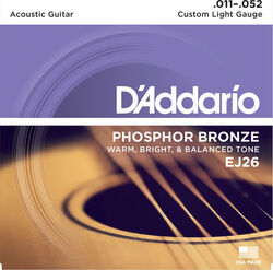 Cuerdas guitarra acústica D'addario EJ26 Bronze 80/20 11-52 - Juego de cuerdas