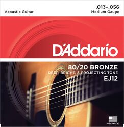 Cuerdas guitarra acústica D'addario EJ12 - Juego de cuerdas