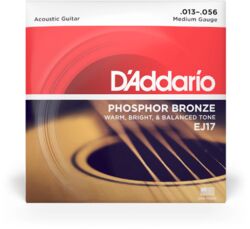Cuerdas guitarra acústica D'addario Phosphor Bronze EJ17 Medium 13-56 - Juego de cuerdas