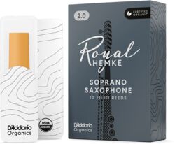 Caña para saxófono D'addario RHKP10SSX400 Royal Hemke Organic Soprano Saxophone Reeds, Strength 4.0, 10-pack