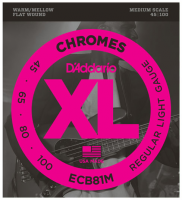 ECB81M Electric Bass 4-String Set Chromes Flatwound Medium Scale 45-100 - juego de 4 cuerdas