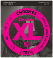 ECB81S Chromes Flatwound Bass, Short Scale, 45-100 - juego de 4 cuerdas