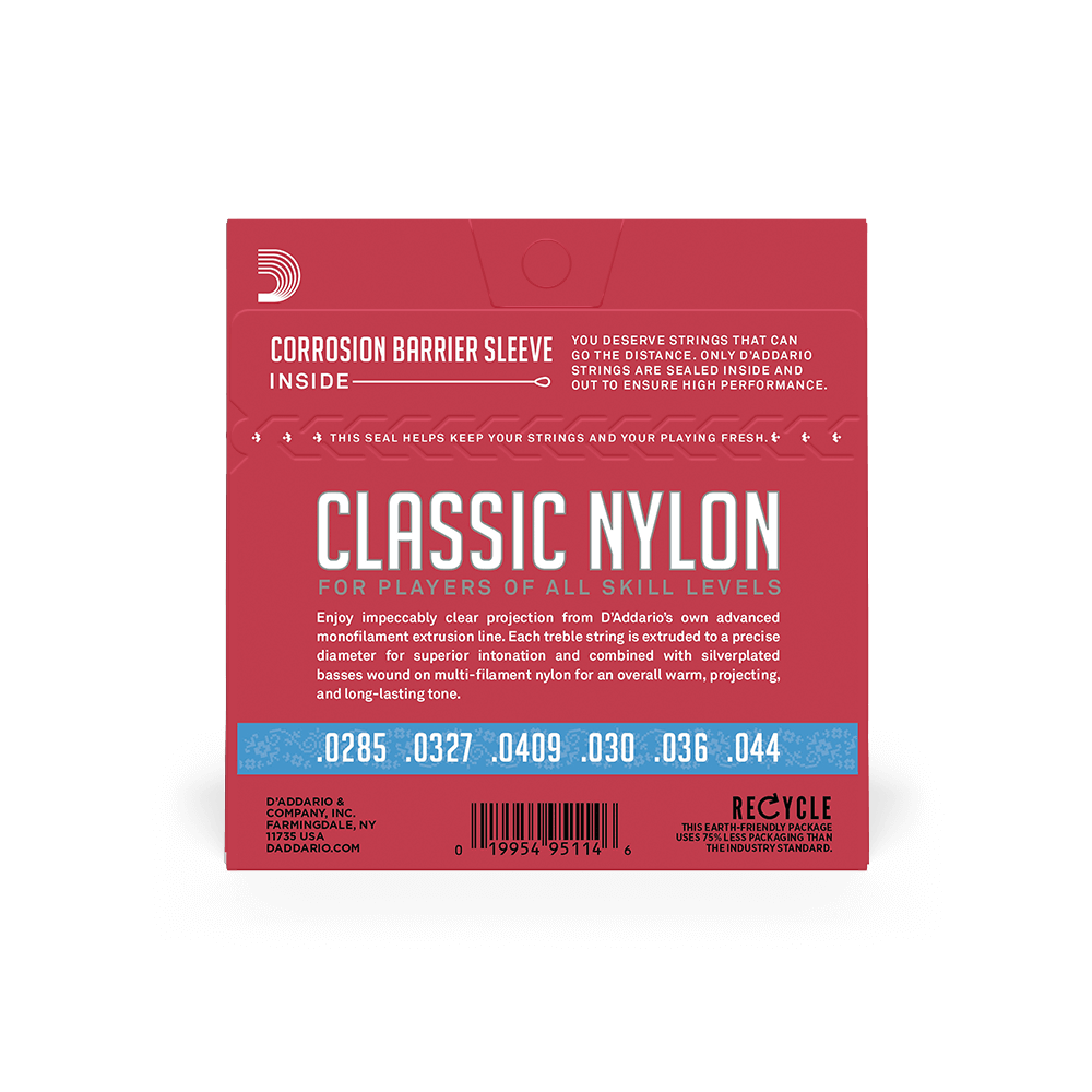 D'addario Ej27h Classic (6) Silver Plated Wrap, Nylon Core, Clear Student Nylon Trebles - Cuerdas guitarra clásica nylon - Variation 1