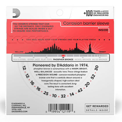 D'addario Jeu De 12 Cordes Ej39 Phosphor Bronze Acoustic Guitar Medium 13-56 - Cuerdas guitarra acústica - Variation 2
