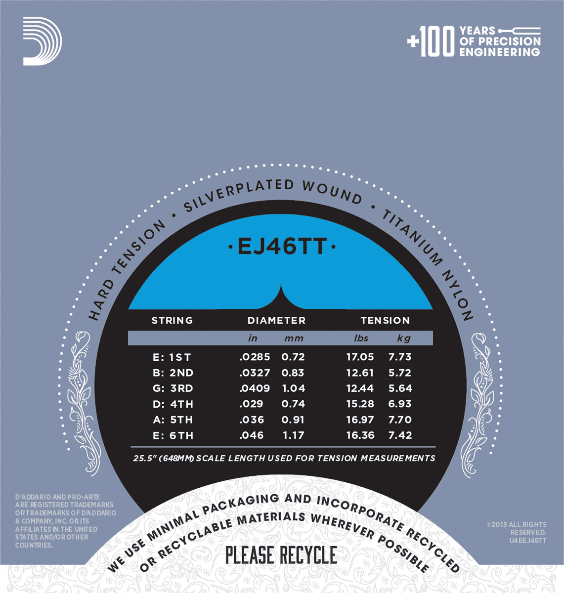 D'addario Jeu De 6 Cordes Ej46tt Pro Arte Classical Dynacore - Hard Tension - Cuerdas guitarra clásica nylon - Variation 1