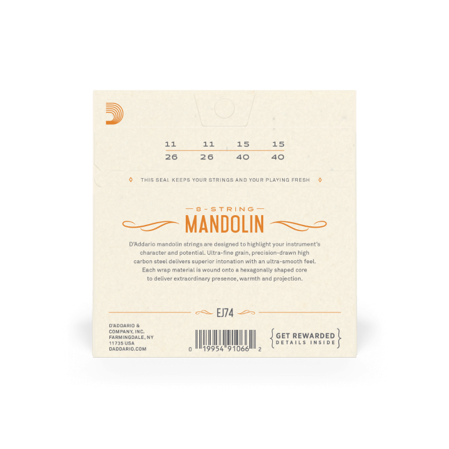D'addario Ej74 Mandolin Strings Phosphor Bronze Medium 11-40 - Cuerdas mandolina - Variation 2