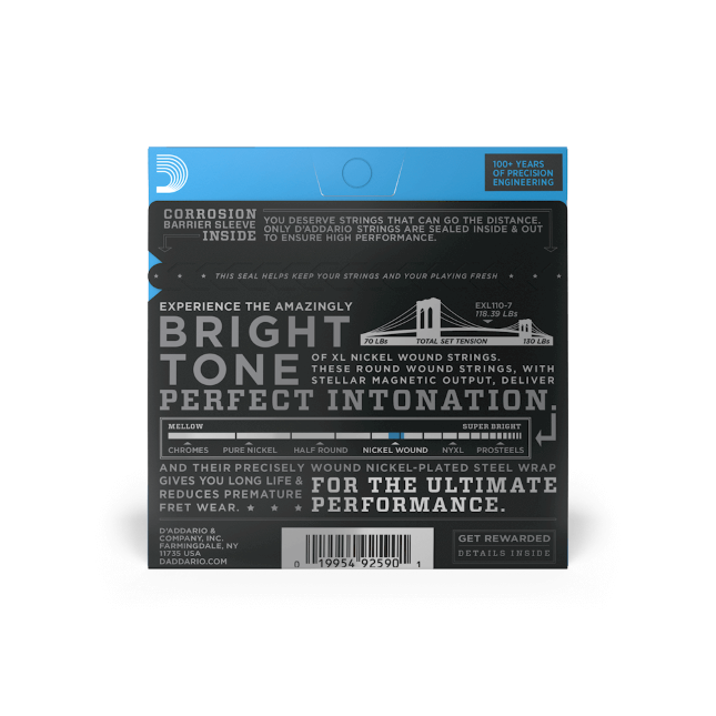 D'addario Jeu De 7 Cordes Exl110-7 Nickel Round Wound 7-string Regular Light 10-59 - Cuerdas guitarra eléctrica - Variation 1