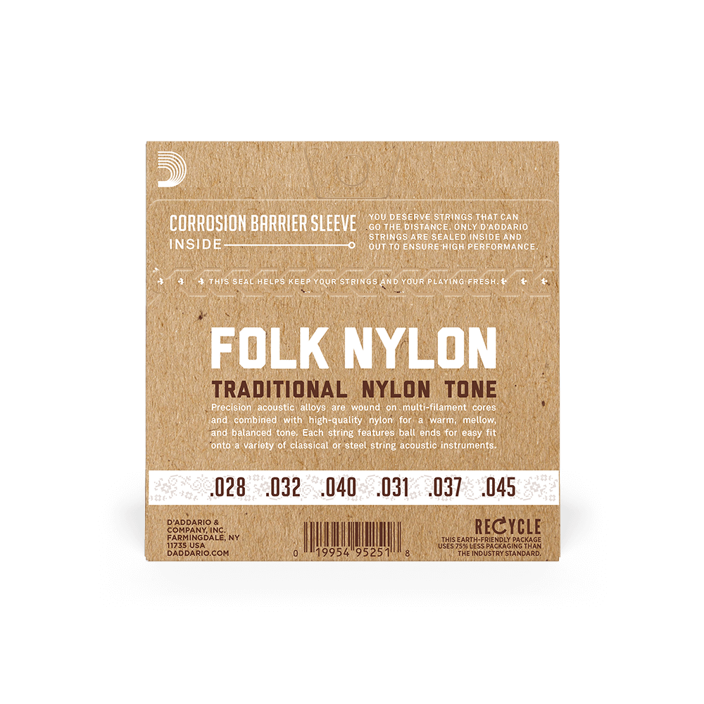 D'addario Ej33 Folk Nylon (6) 80/20 Bronze Wrap, Nylon Core, Clear Nylon Trebles Ball End - Cuerdas guitarra clásica nylon - Variation 1