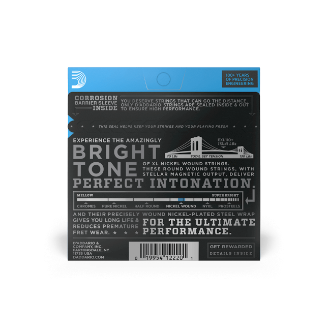 D'addario Guit. Elec. 6c Nickel Round Wound Regular Light Plus 10.5-48 Exl110+ - Cuerdas guitarra eléctrica - Variation 2