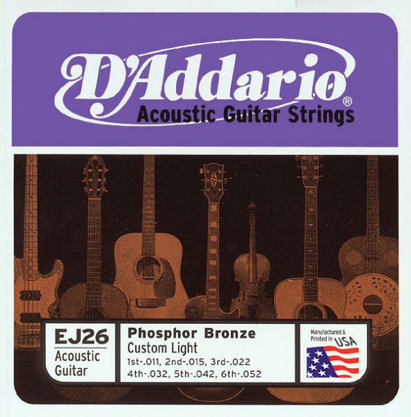 D'addario Jeu De 6 Cordes Guit. Folk 6c Phosphor Bronze 011.052 Ej26 - Cuerdas guitarra acústica - Variation 1