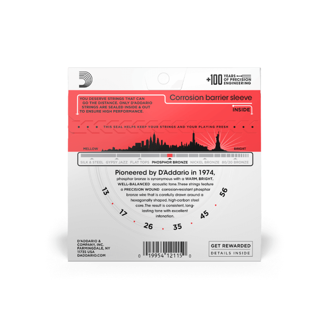 D'addario Jeu De 6 Cordes Guit. Folk 6c Phosphor Bronze 013.056 Ej17 - Cuerdas guitarra acústica - Variation 2