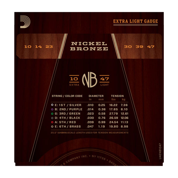 D'addario Nickel Bronze Acoustic Guitar Nb1047 Extra Light 10-47 - Cuerdas guitarra acústica - Variation 2