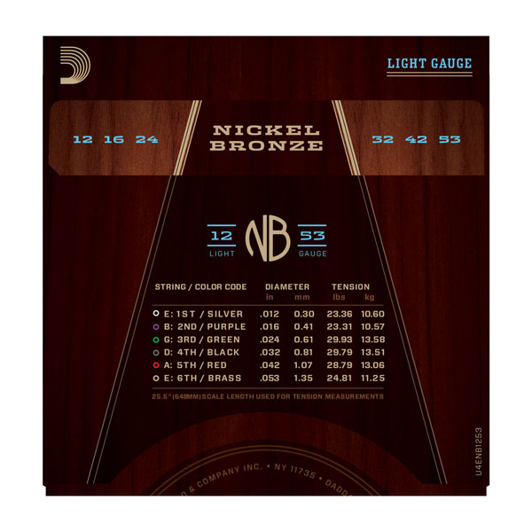 D'addario Jeu De 6 Cordes Nickel Bronze Acoustic Guitar Nb1253 Light 12-53 - Cuerdas guitarra acústica - Variation 2