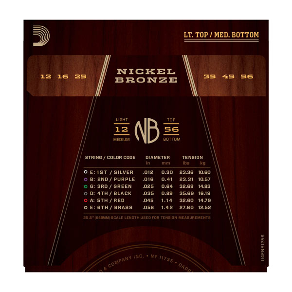 D'addario Jeu De 6 Cordes Nickel Bronze Acoustic Guitar Nb1256 Light Top Medium Bottom 12-56 - Cuerdas guitarra acústica - Variation 2