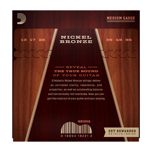 D'addario Nickel Bronze Acoustic Guitar Nb1356 Medium 13-56 - Cuerdas guitarra acústica - Variation 1