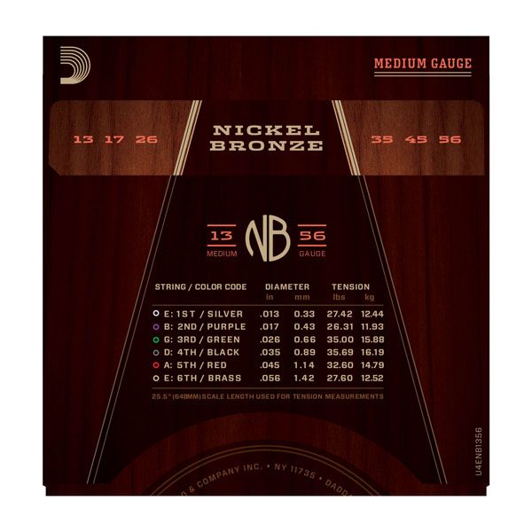 D'addario Nickel Bronze Acoustic Guitar Nb1356 Medium 13-56 - Cuerdas guitarra acústica - Variation 2
