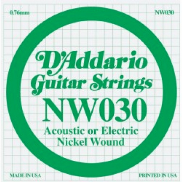 D'addario Corde Au DÉtail Electric (1) Nw030  Single Xl Nickel Wound 030 - Cuerdas guitarra eléctrica - Variation 1