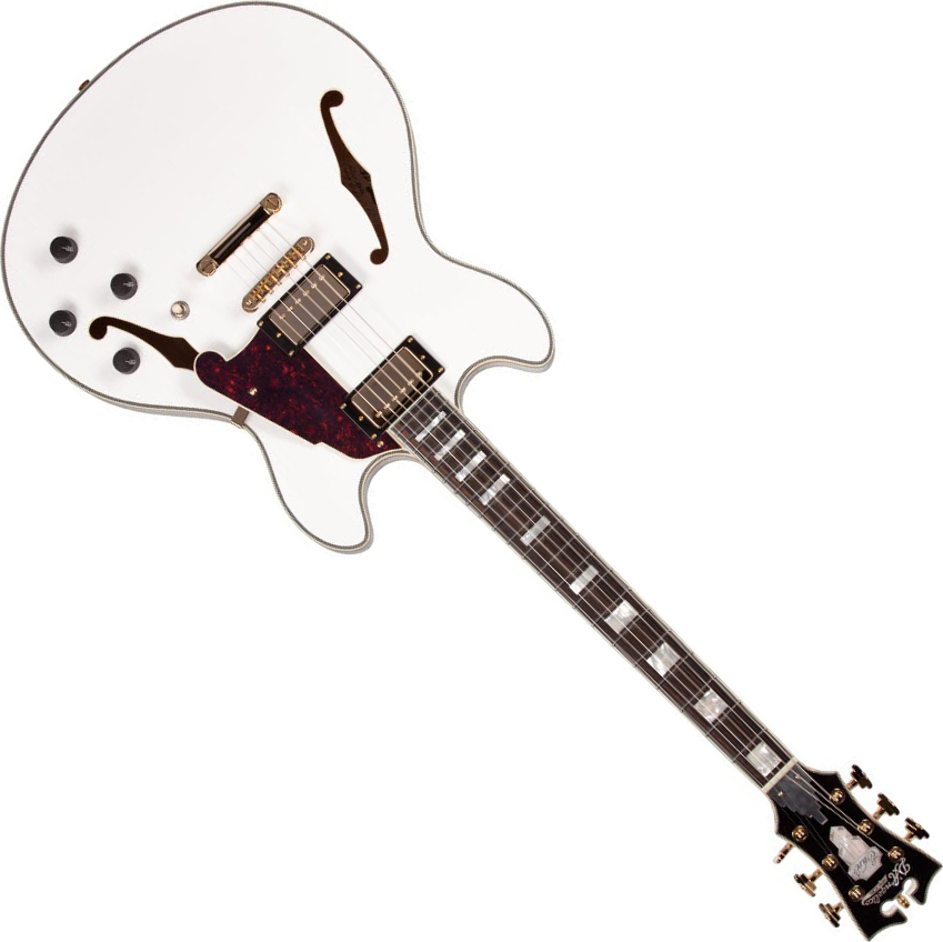 D'angelico Exdc White - Guitarra eléctrica semi caja - Main picture