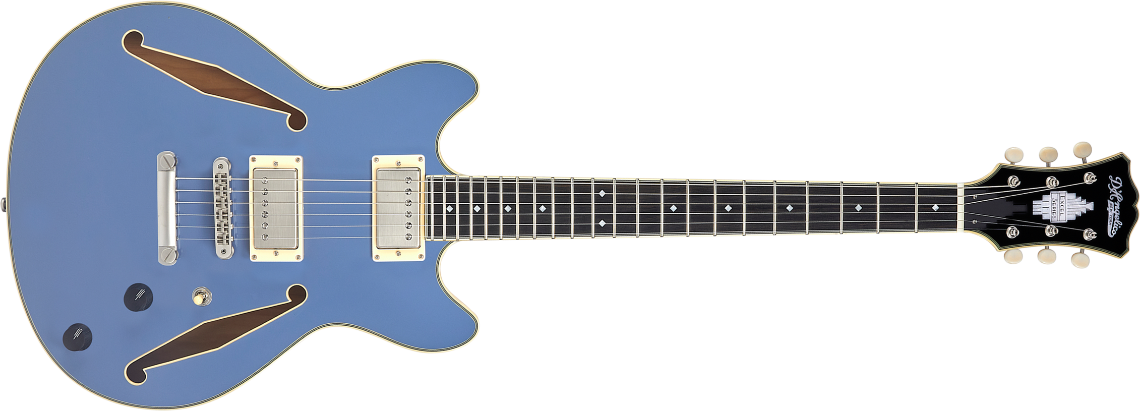 D'angelico Mini Dc Tour Excel 2h Ht Eb - Slate Blue - Guitarra eléctrica semi caja - Main picture