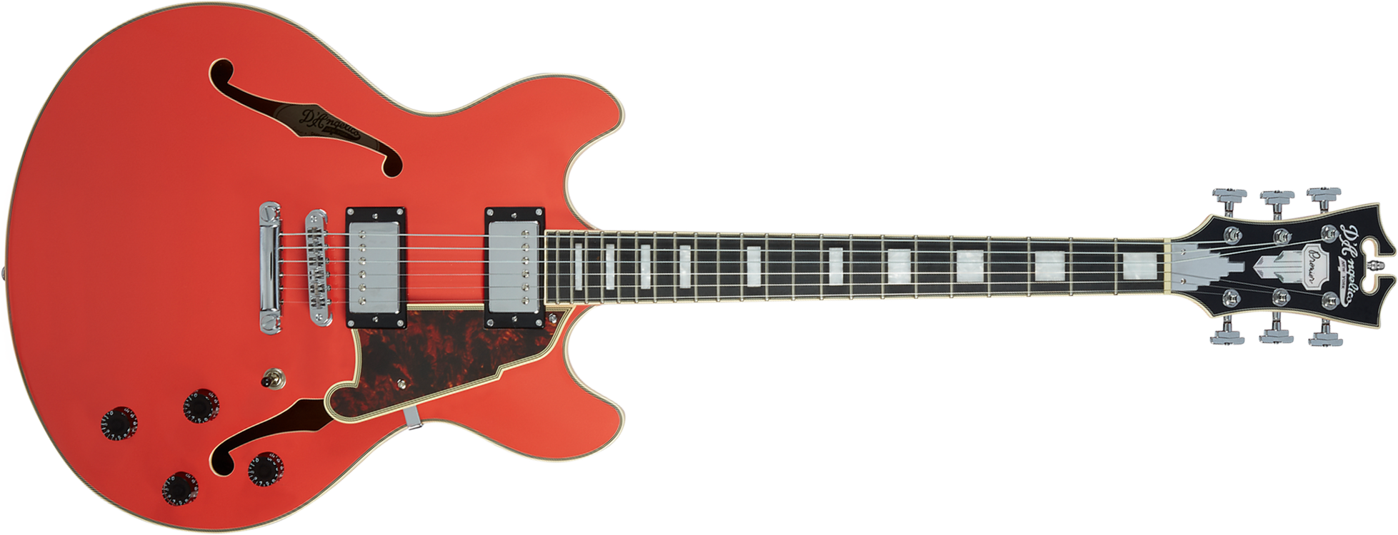 D'angelico Premier Dc 2h Ht Ova - Fiesta Red - Guitarra eléctrica semi caja - Main picture