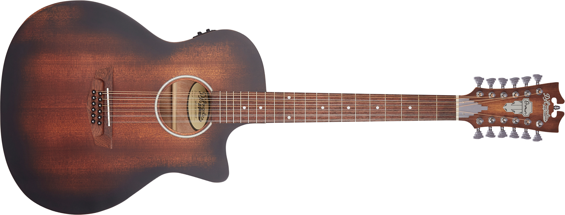 D'angelico Premier Fulton Ls 12-string Grand Auditorium Cw 12c Tout Acajou Mer - Aged Mahogany - Guitarra folk - Main picture
