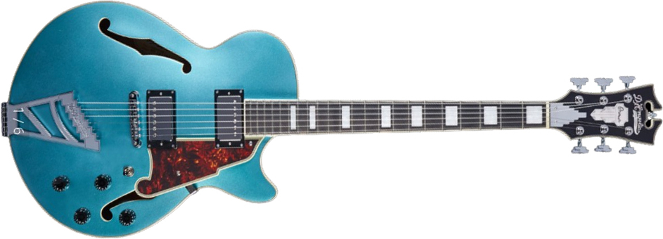 D'angelico Ss Premier 2h Ht Rw - Ocean Turquoise - Guitarra elécrica Jazz cuerpo acústico - Main picture