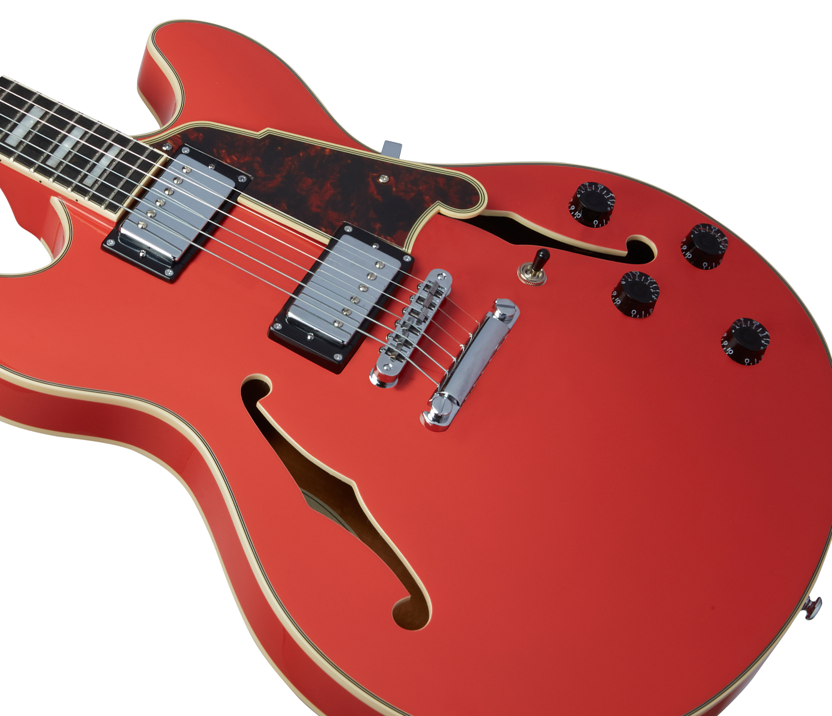 D'angelico Premier Dc 2h Ht Ova - Fiesta Red - Guitarra eléctrica semi caja - Variation 3