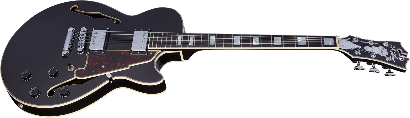 D'angelico Ss Premier 2h Ht Ova - Black Flake - Guitarra eléctrica semi caja - Variation 1