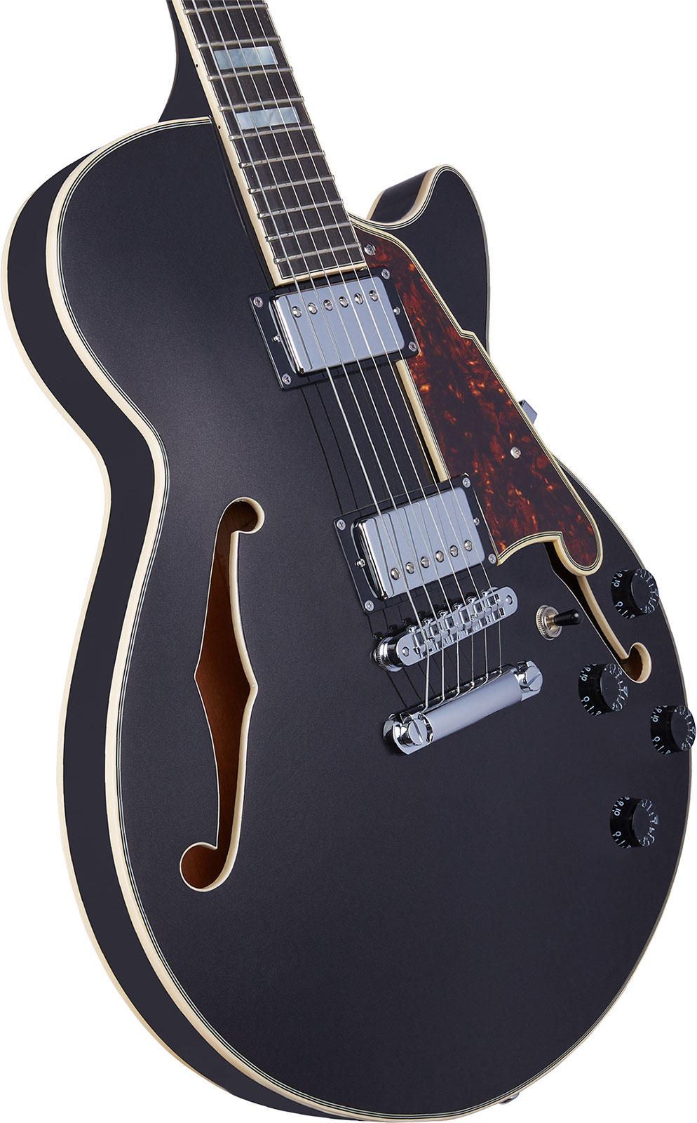 D'angelico Ss Premier 2h Ht Ova - Black Flake - Guitarra eléctrica semi caja - Variation 3