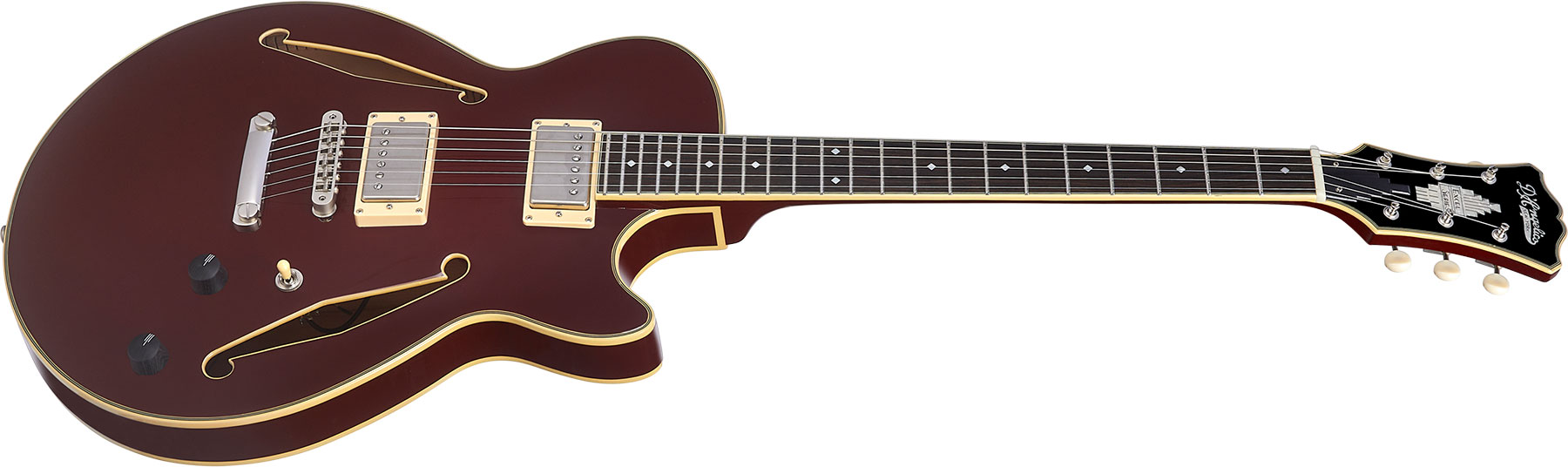 D'angelico Ss Tour Excel 2h Ht Eb - Solid Wine - Guitarra eléctrica semi caja - Variation 1