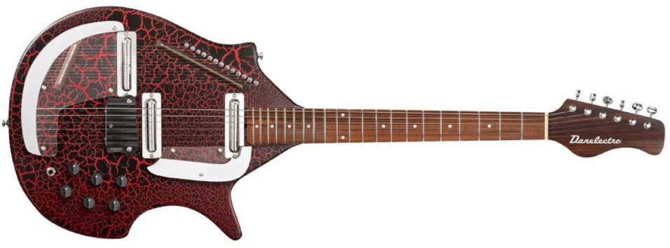 Danelectro Sitar Rdc Ht 2s Pf - Red Crackle - Guitarra electrica retro rock - Main picture