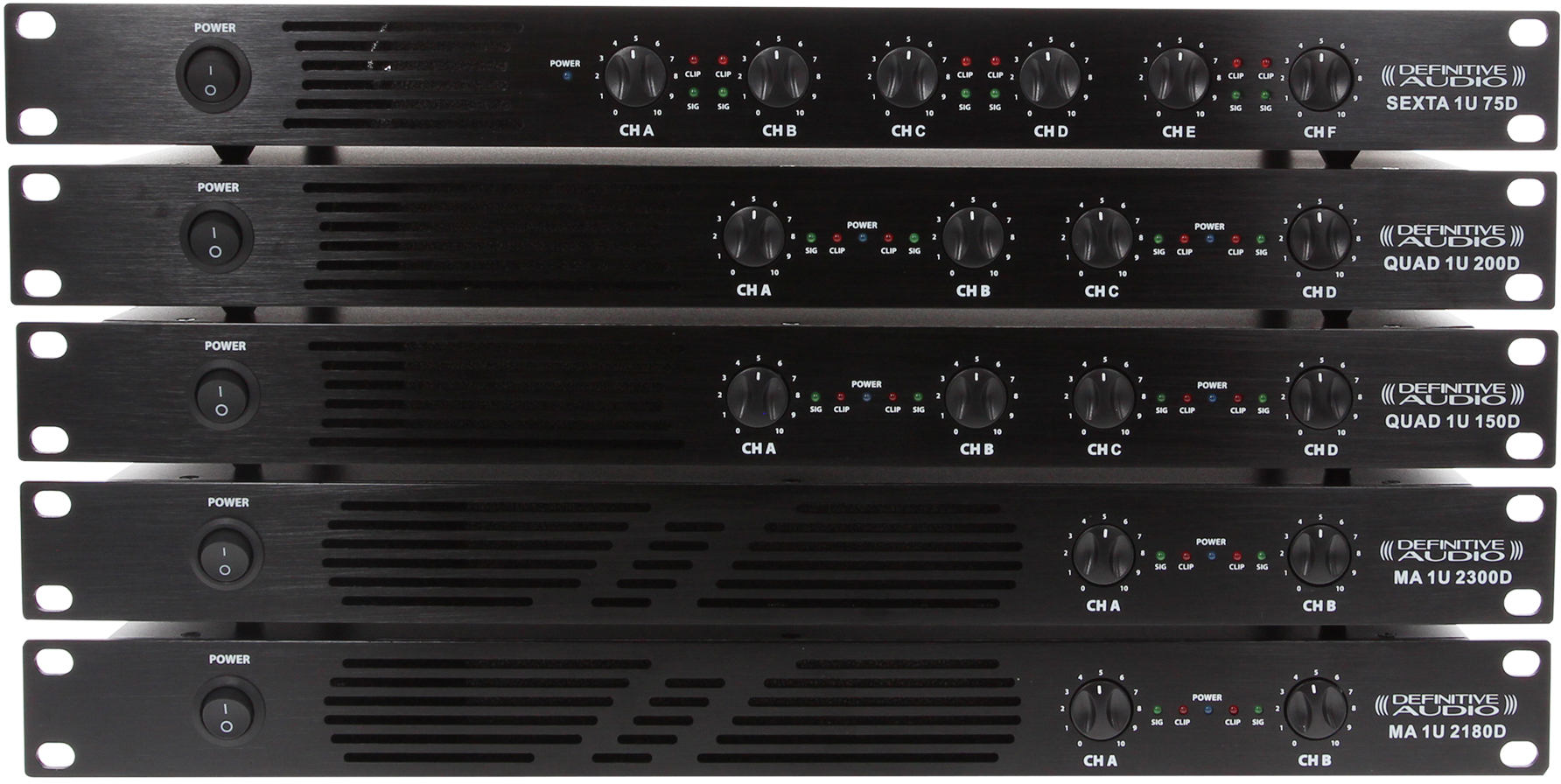 Definitive Audio Quad 1u 150d - Etapa final de potencia de varios canales - Variation 5